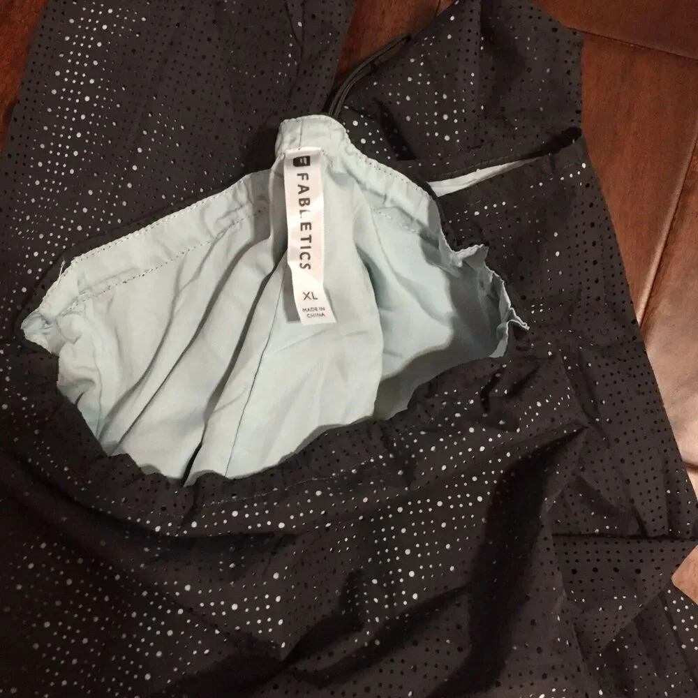 Fabletics Women's Liora Perforated Adjustable Gray/Aqua Pullover Jacket Size XL